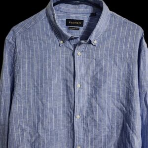 NWT Piombo Blue Striped Men's Long Sleeve Shirt Size XL